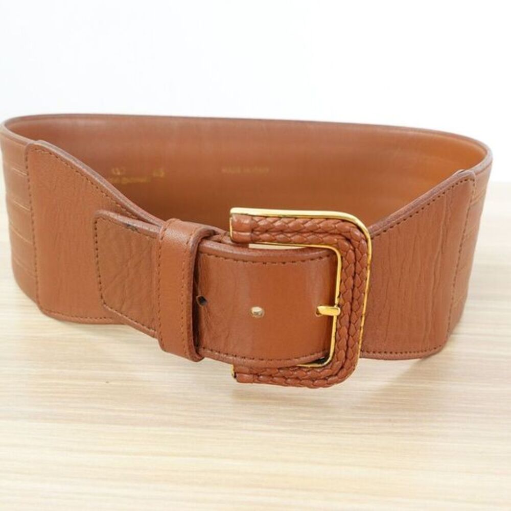 VALENTINO GARAVANI Belt 65 26 XS Brown Y2K Corset Leather Cinch Chunky 90s ITALY